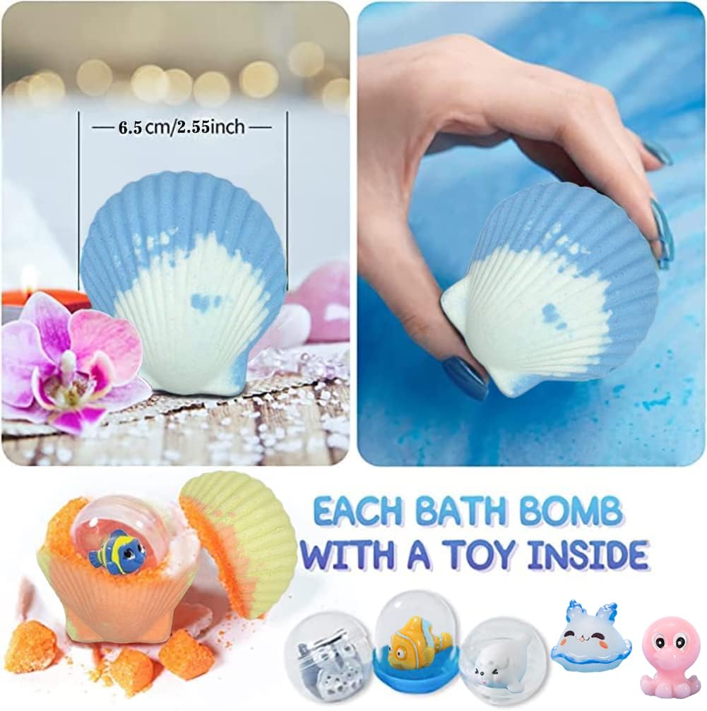 Bath Bombs for Kids - Surprise Marine Animals Inside | 20 Handmade Bubble Bath Fizzes for Birthday, Christmas & Party Favors