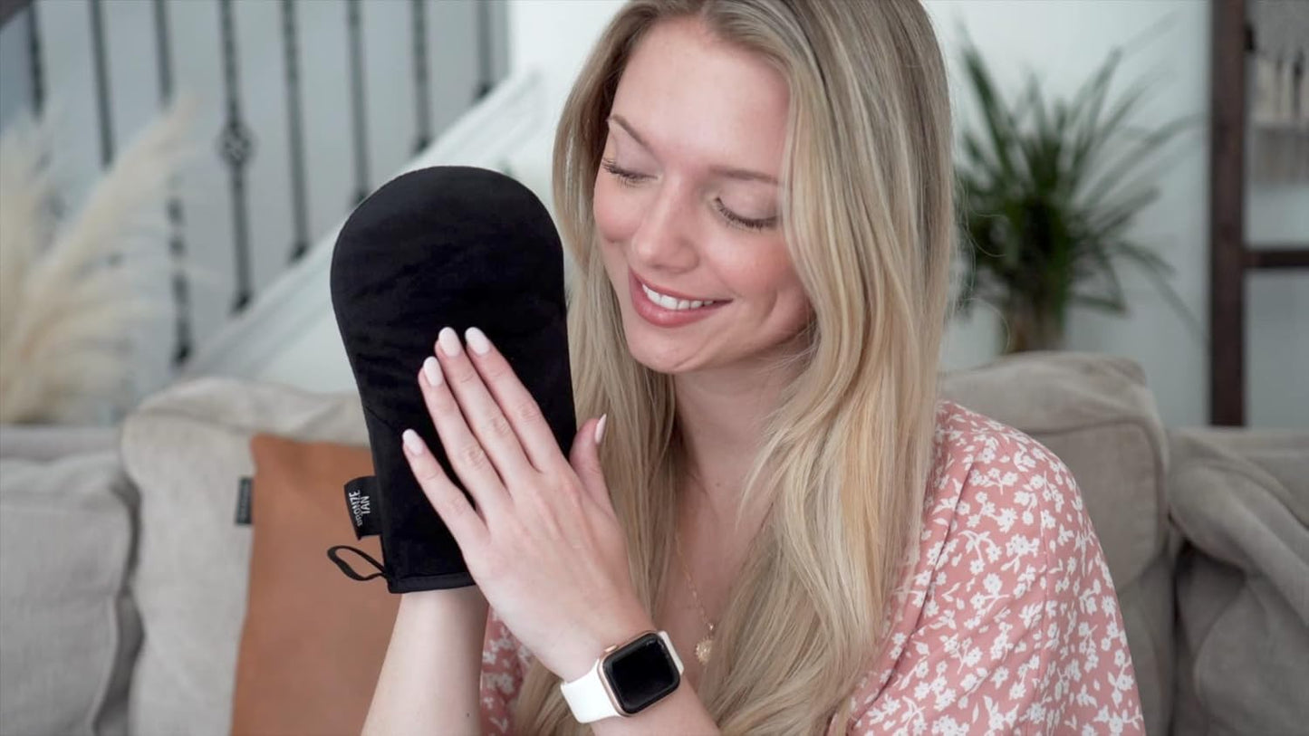 Self Tanning Mitt Applicator - Ultra Soft Reusable Glove for Streak-Free Tan | Machine Washable, Black
