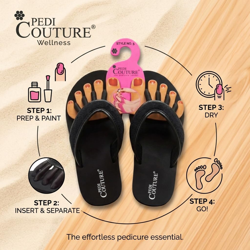 Pedi Couture Pedicure Sandals for Women with Built-In Toe Separators