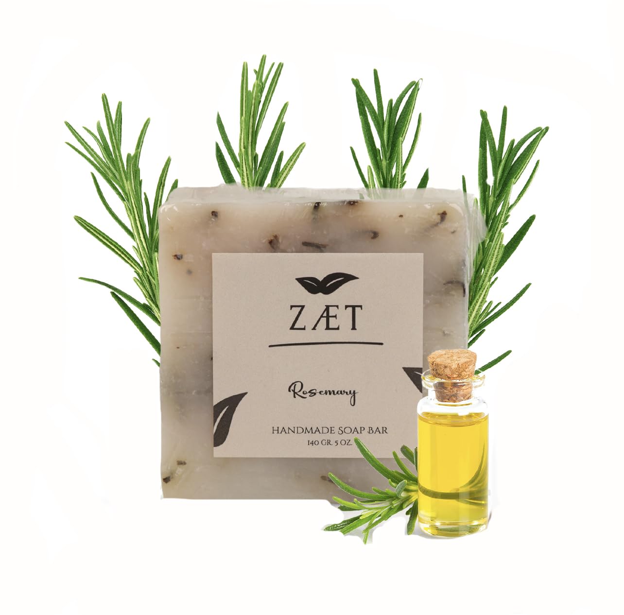 8-Pack Rosemary Bar Soap – Made with Rosemary Leaves, Olive Oil and Coconut Oil - Luxury Handmade Soap Bar for Face, Body and Hands - Gently Cleanses and Hydrates All Skin Types- For Men and Women
