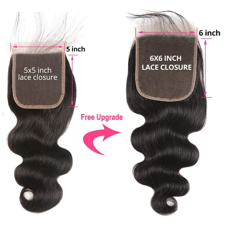 6X6 HD Transparent Lace Closure - Body Wave Brazilian Virgin Hair with Baby Hair | Natural Black, 12 Inch