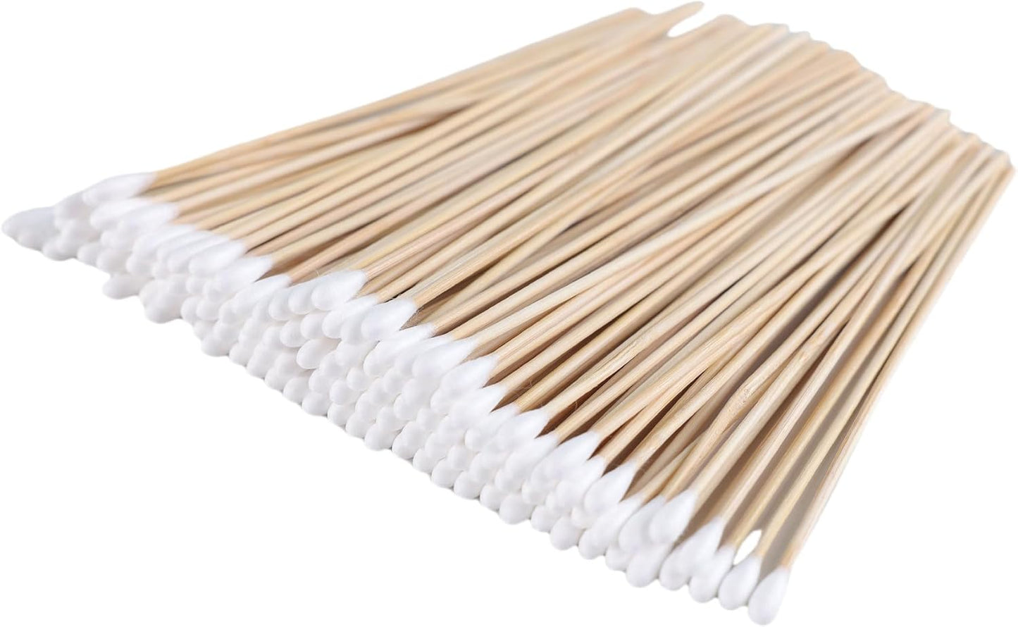 6-Inch Wooden Sterile Cotton Swabs - Individually Wrapped for Home Health & Beauty Care - Ideal for Ear Cleaning, Makeup, Jewelry & Piercing Aftercare (6 Inch Long, Count, 400)