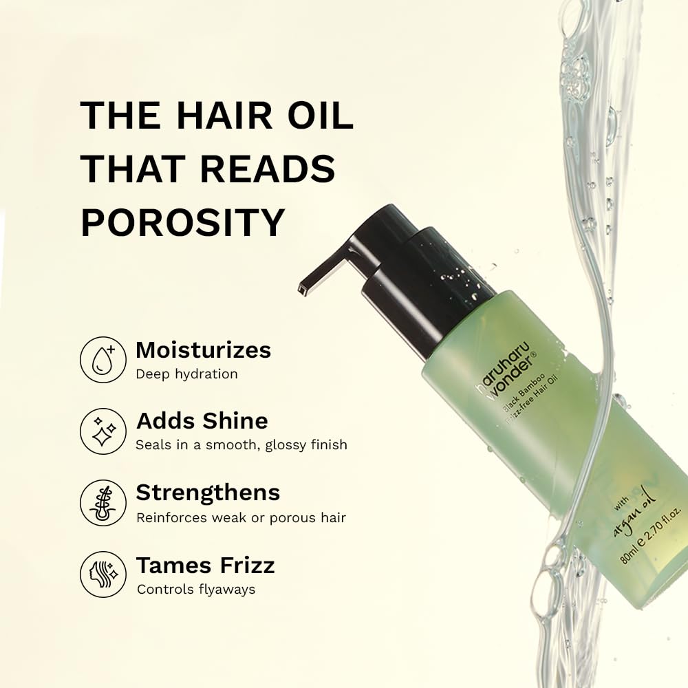 **Black Bamboo Frizz-Free Hair Oil - Lightweight Argan Oil Formula for Smooth, Shiny Hair | 2.70 fl. oz**