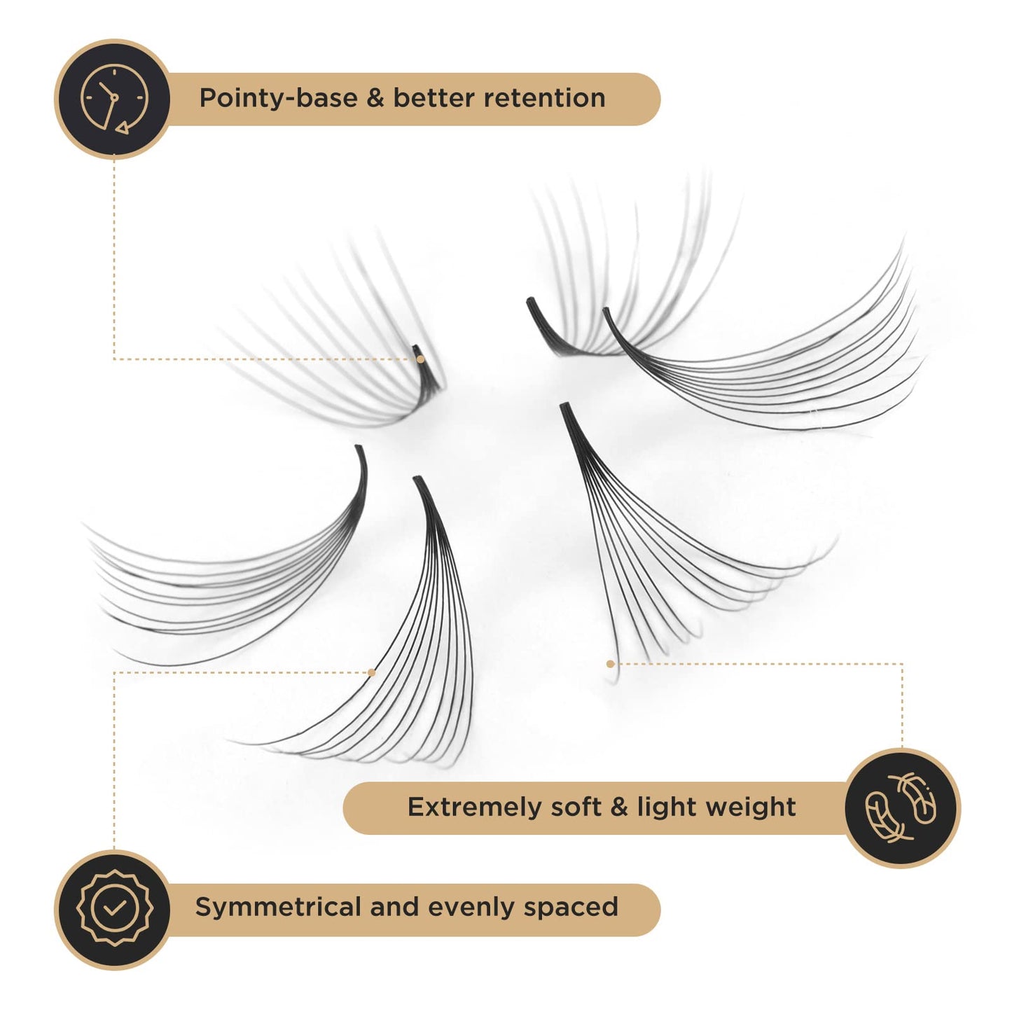 LASHVIEW 1000 Premade Volume Eyelash Extensions Mixed Tray 10D Premade Fans Eyelash Extensions C Curl Premade Lash Fans Pointed Handmade Promade Loose Fans Thin Base (10D-0.07C,9-16mm)