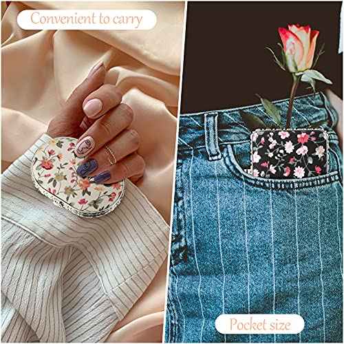 8 Pieces Flower Compact Mirror for Purse Bulk Small Compact Mirror Gift Makeup Floral Pocket Retro Folding Portable Travel Accessories for Women Girls Christmas Gifts