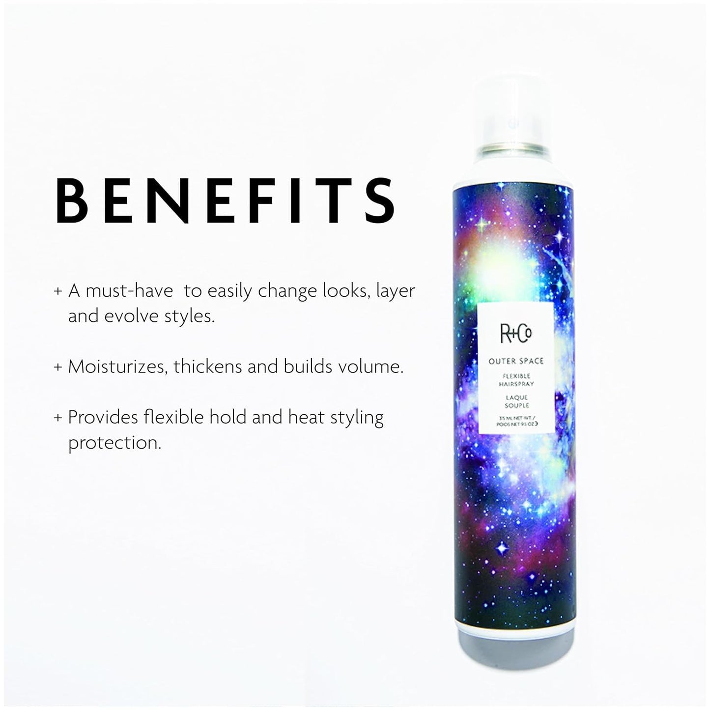 R+Co OUTER SPACE Flexible Hairspray - Light Hold, Long-Lasting Shine & Flexibility | All Hair Types