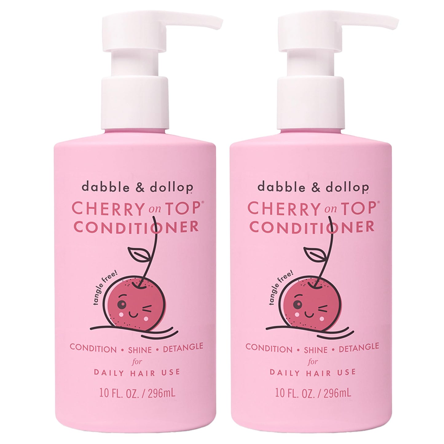 Dabble & Dollop Cherry on Top Kids Conditioner – Detangling Conditioner for Kids & Toddlers, Natural Origin, Non-Toxic, Vegan, Sulfate-Free Hair Conditioner for Soft, Smooth Hair (10 oz, Pack of 2)