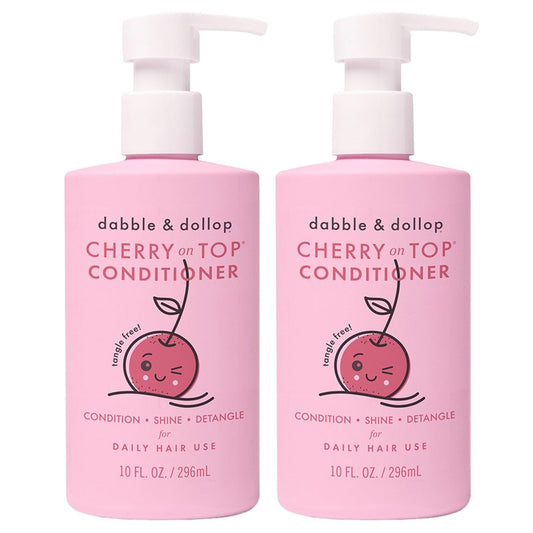 Dabble & Dollop Cherry on Top Kids Conditioner – Detangling Conditioner for Kids & Toddlers, Natural Origin, Non-Toxic, Vegan, Sulfate-Free Hair Conditioner for Soft, Smooth Hair (10 oz, Pack of 2)