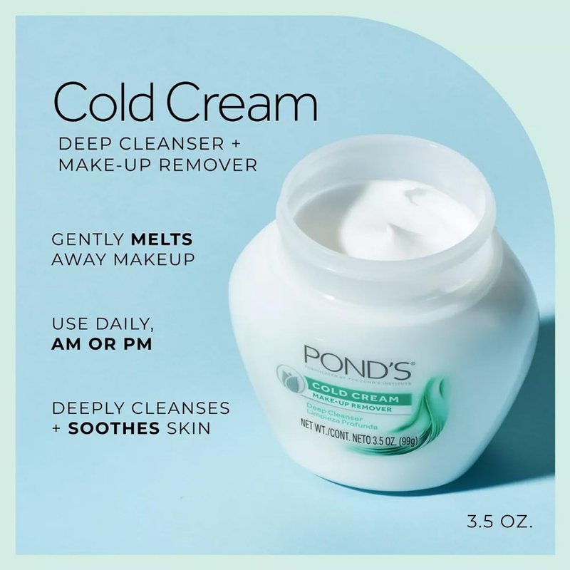 Pond’s Cold Cream Make-Up Remover 3-Pack – Non-Comedogenic, Hypoallergenic, Dermatologist-Tested, 3.5 Oz Ea