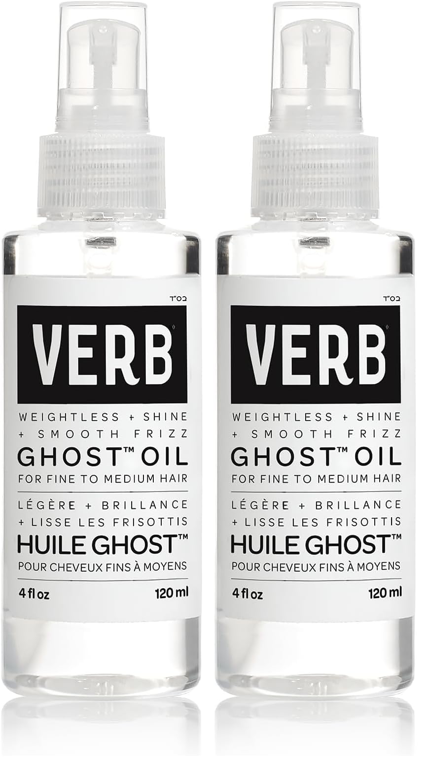 VERB Ghost Oil, 4 fl oz- Weightless Hair Oil for Fine to Medium Hair – Smooths Frizz, Adds Shine – No Parabens, Gluten or Harmful Sulfates, (Pack of 2)