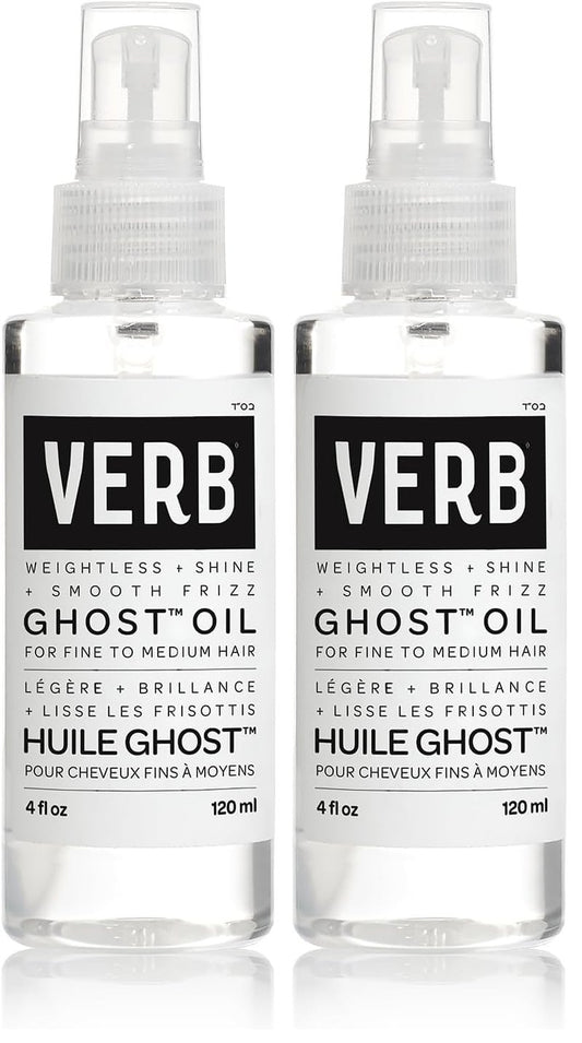 VERB Ghost Oil, 4 fl oz- Weightless Hair Oil for Fine to Medium Hair – Smooths Frizz, Adds Shine – No Parabens, Gluten or Harmful Sulfates, (Pack of 2)