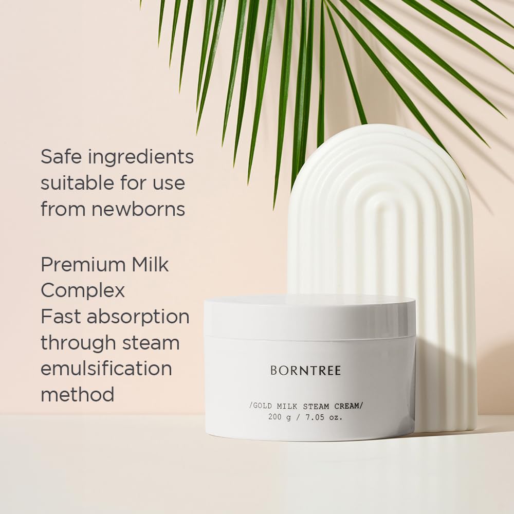 BORNTREE Gold Milk Steam Cream 7.05 oz Moisturizer for Face and Body