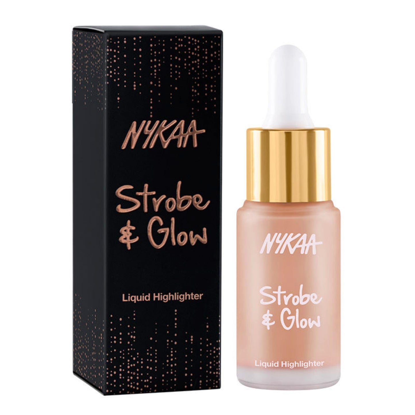 Nykaa Cosmetics Strobe and Glow Liquid Highlighter, Glazed Bronze, 0.67 oz - Highly Pigmented Glow Drops - Makeup Enriched with Gilded Pearls