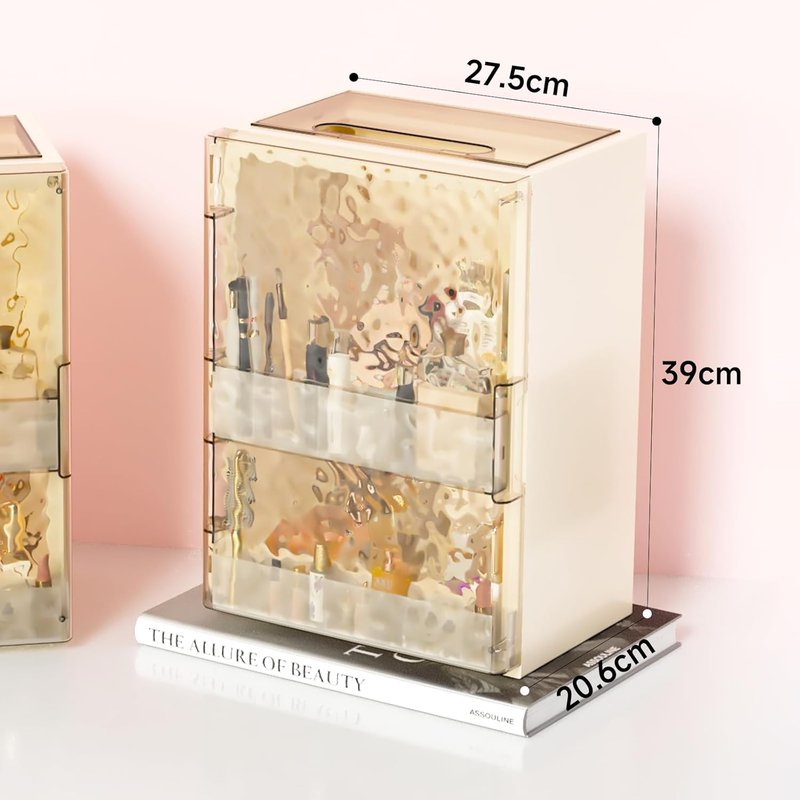 Makeup Organizer with Drawers - Large Transparent Skincare Display Case for Vanity & Bathroom Storage