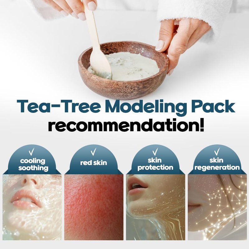 Modeling Mask with Tea Tree – NEEDS NATURE Korean Rubber Mask for Face – Cooling & Skin Balancing Spa Pack | 1000g Set with tool