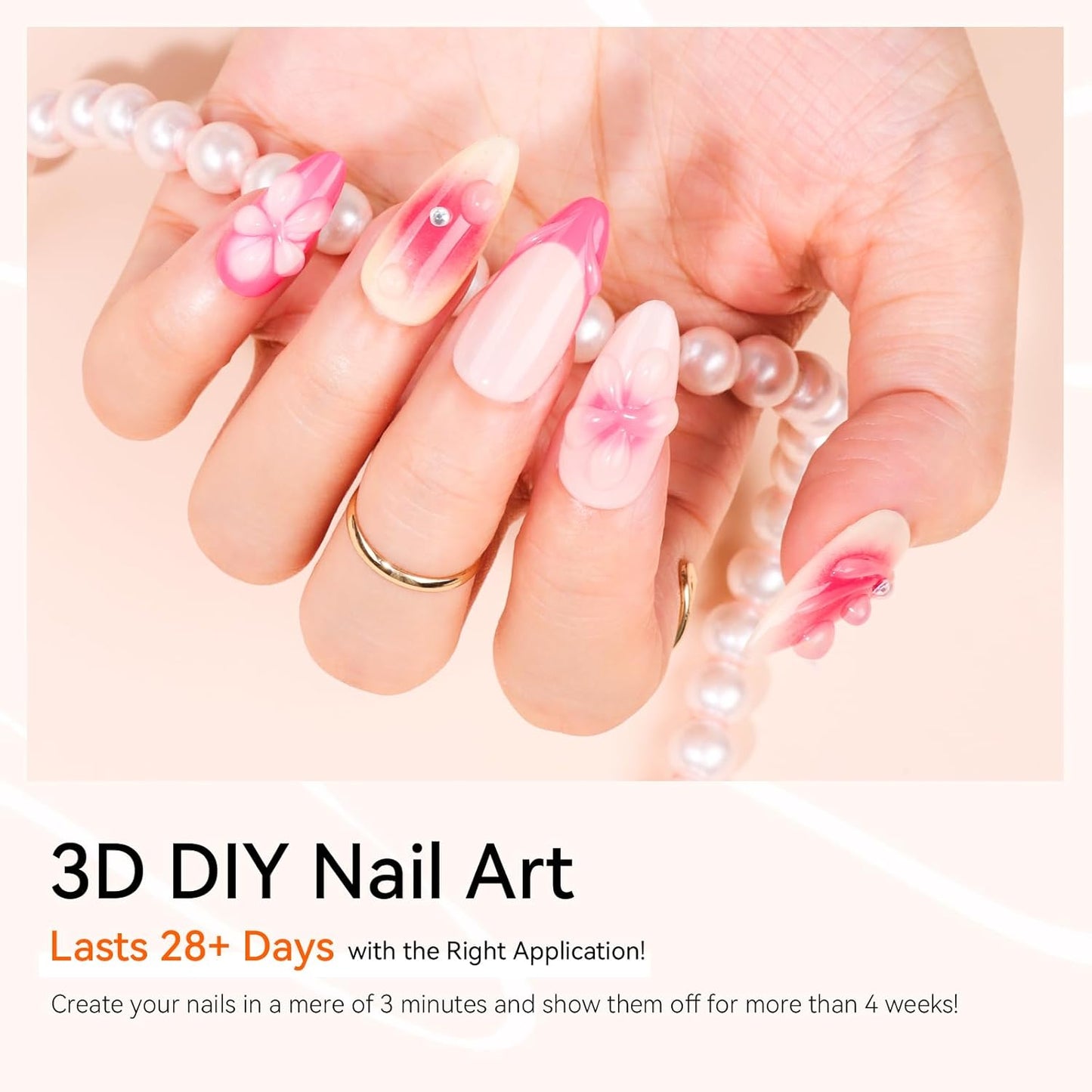 3D Nail Gel Sculpting Kit - DIY Nail Art Designs with Luminoza 10W Cordless UV/LED Lamp | 15g Bundle