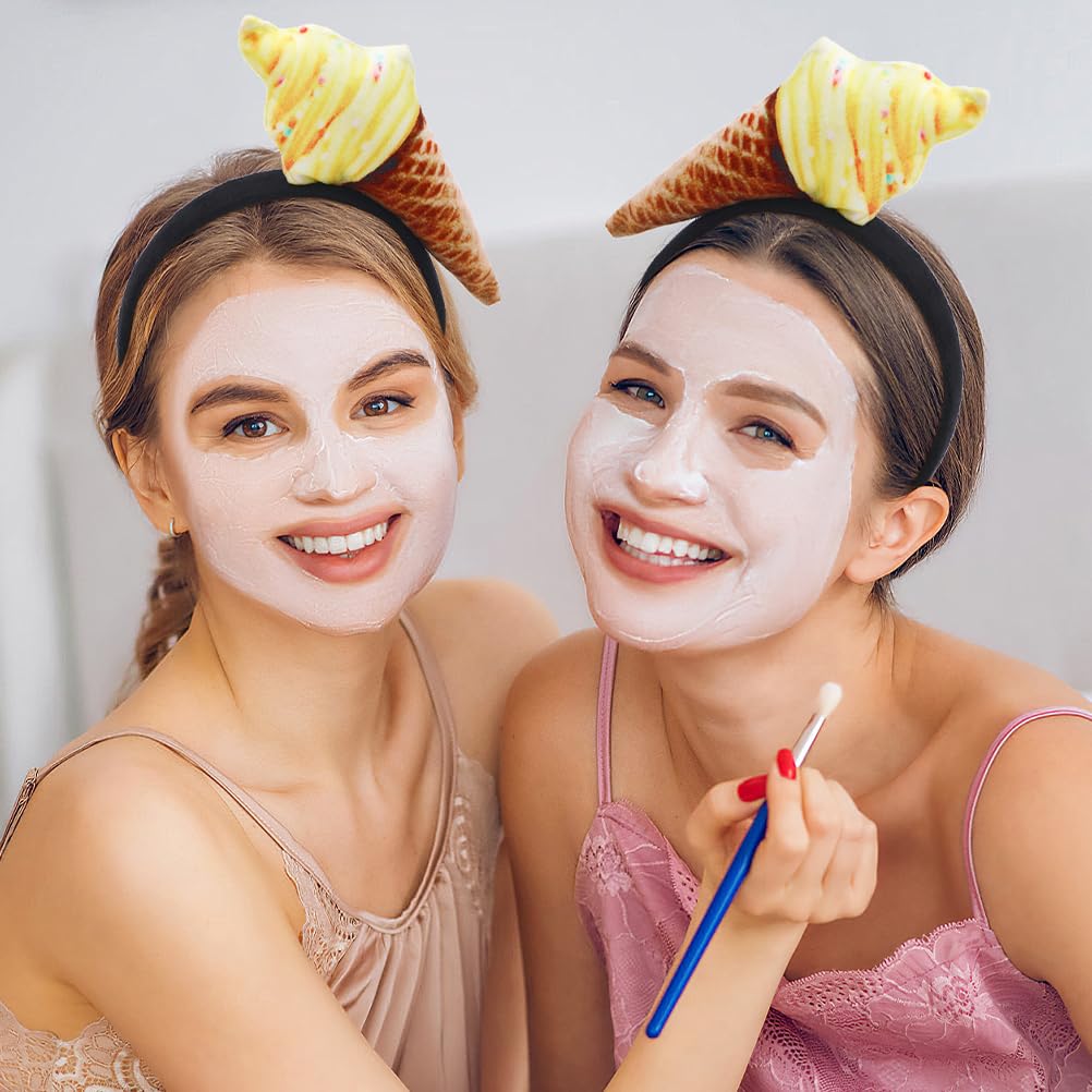 Ice Cream Headband Set - Cute Cone Hair Bands for Makeup & Face Washing | 2-Pack