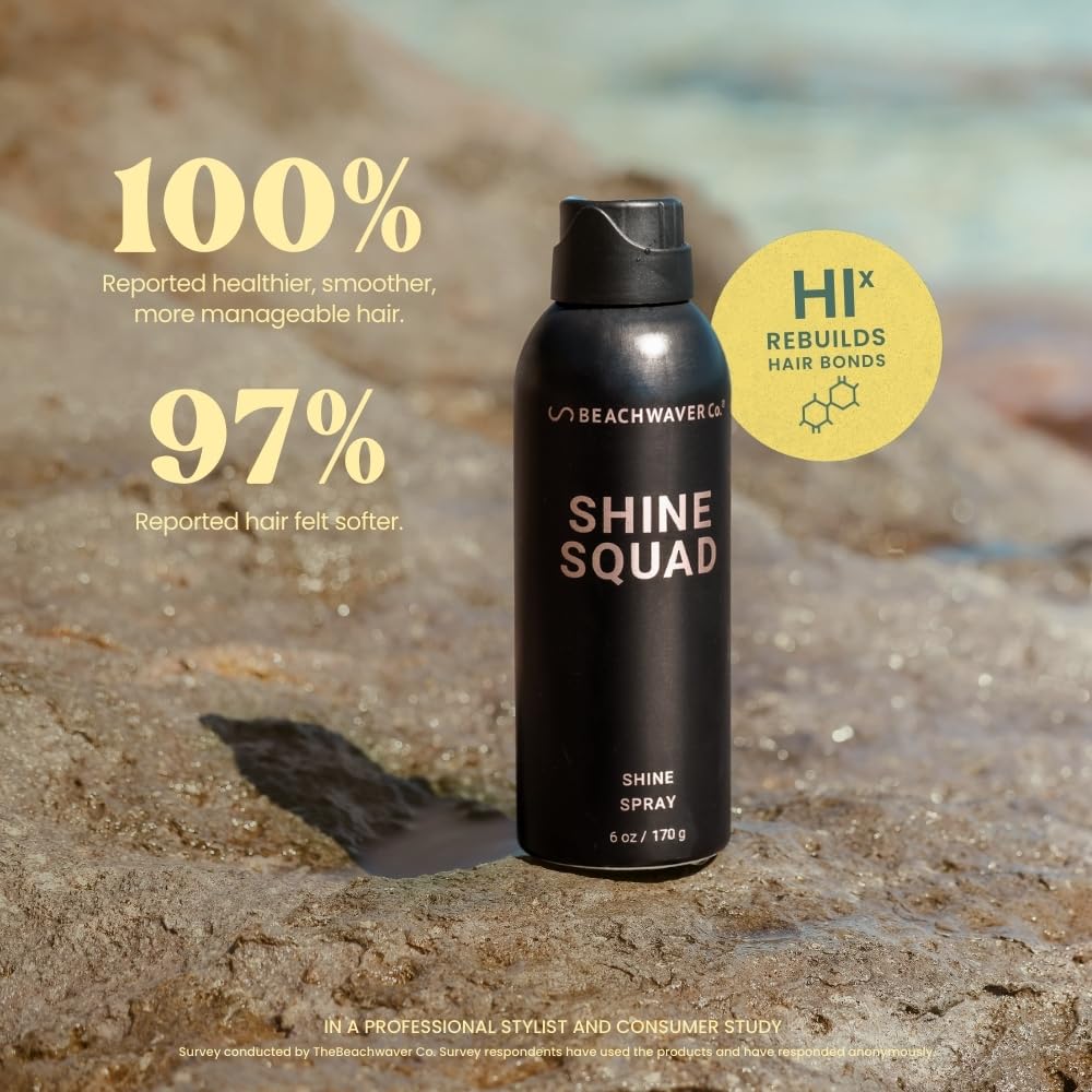 Beachwaver The Co. Shine Squad Shine Spray - Full Size (6 Oz) | Lightweight, Glossy Finishing Spray for Hair w/HiX Vegan Bond Multipliers | Post-Styling Mist - Smooth Finish & No Frizz