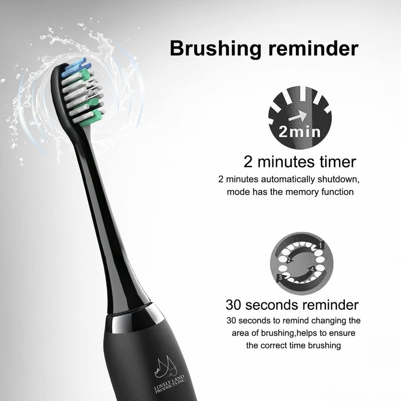 Sonic Electric Toothbrush for Adults - Rechargeable with 4 Brush Heads & 5 Modes | Travel Case Included