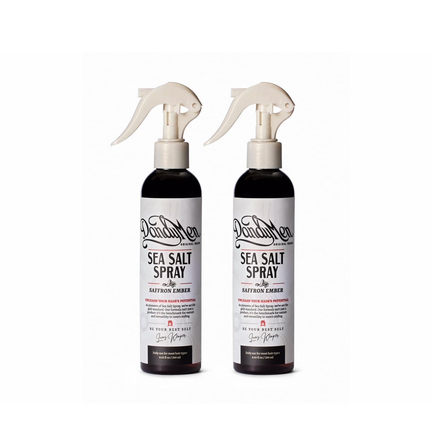 DandyMen Sea Salt Spray for Men – Texturizing & Volumizing Hair Spray for Beachy Waves, Matte Finish - Saffron Ember, 2-pack