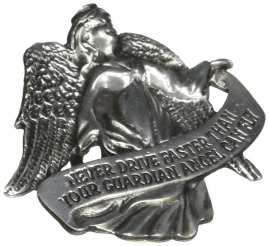 Cathedral Art Never Drive Faster Guardian Angel Auto Visor Clip, 2 Inches, Gift for New Drivers