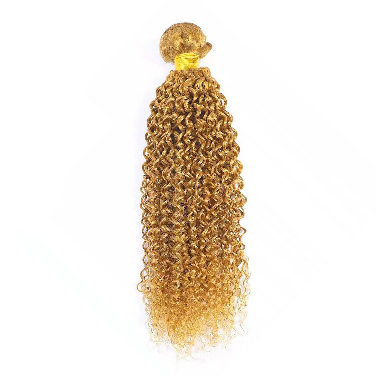 Honey Blonde Human Hair Bundles 14 16 18 Inch Kinky Curly Wave Bundles Human Hair Unprocessed Native Virgin Hair 100/PC 3 Extensions #27 Blonde Color Wet and Wavy Human Hair Extensions for Women
