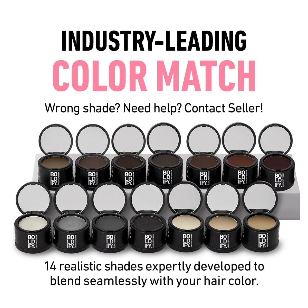 BOLDIFY Hairline Powder - Water-Resistant Root Touch Up Hair Color for Gray Coverage - 24-Hour Stain-Proof, Mess-Free Hair Powder for Thinning Hair - Medium Brown