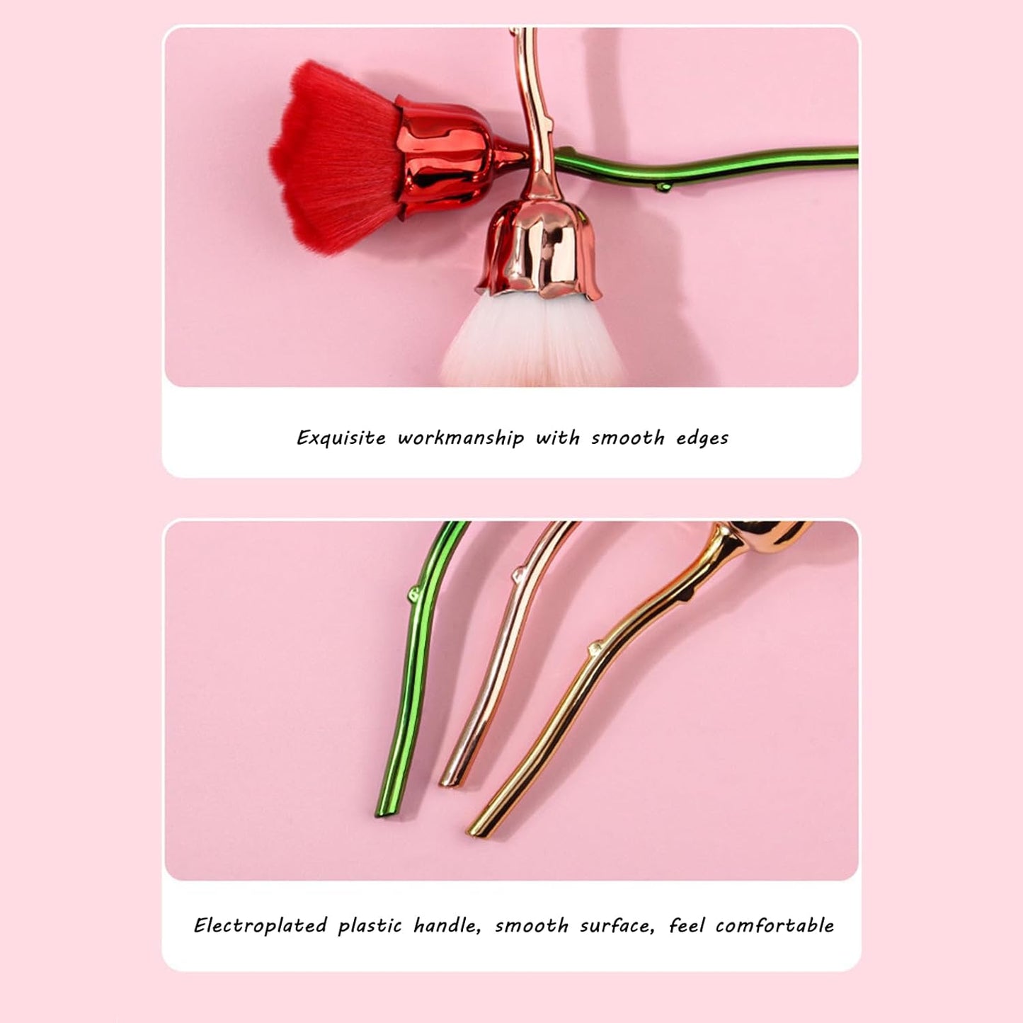Rose Nail Art Powder Dust Removal Brush Set - 4 Soft Cleaning Brushes for Nail Salon & Home | Mixed Colors