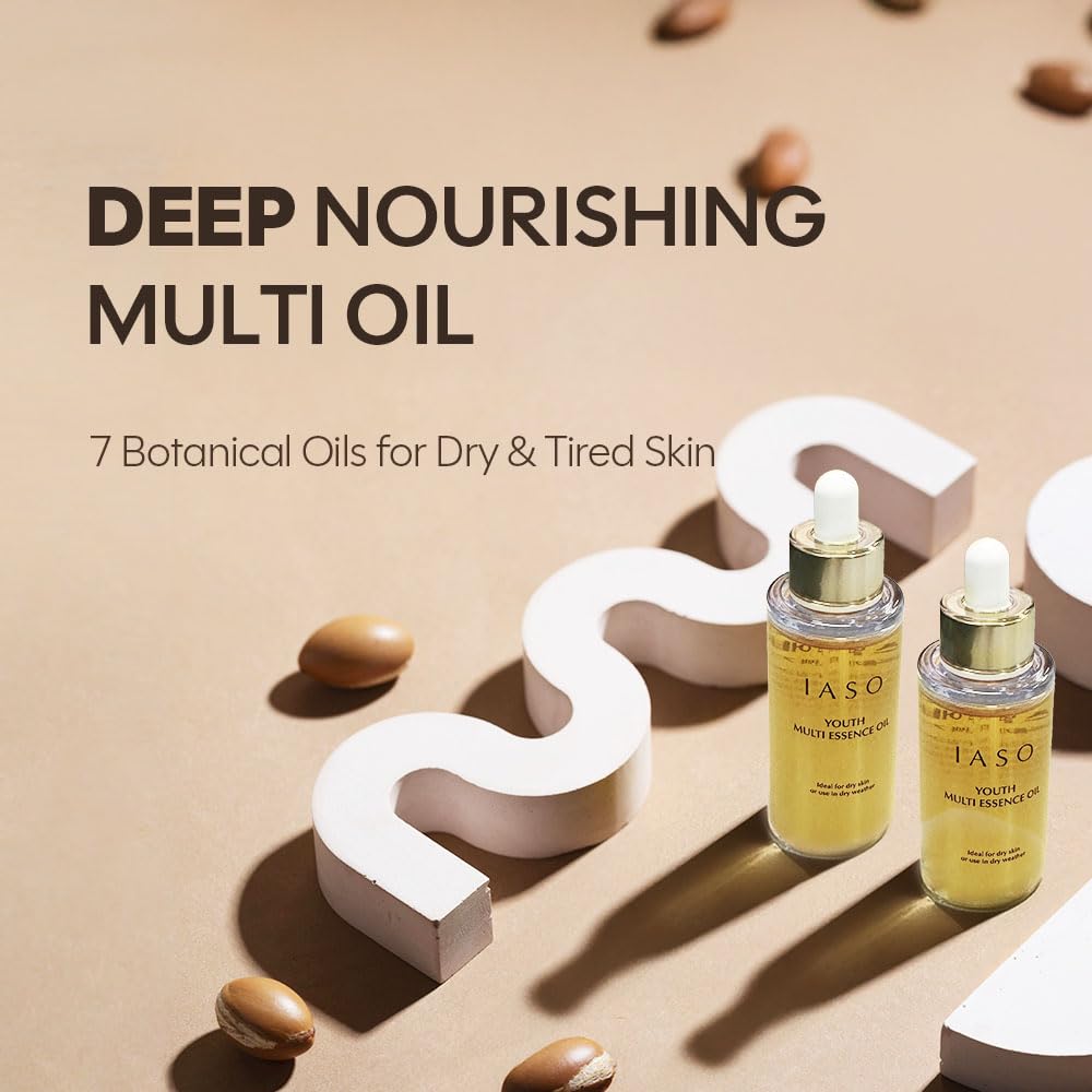 Youth Multi Essence Oil - Korean Face & Body Oil with Retinol, Jojoba, Rosehip & Squalane | Lightweight Hydration & Radiance Boost, 1 oz