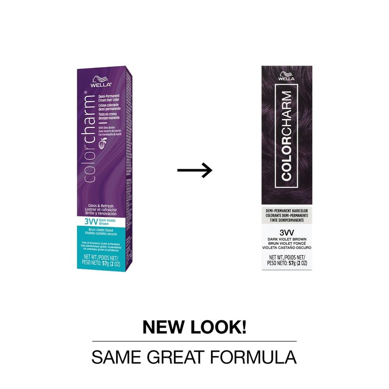 COLORCHARM Demi Permanent Hair Color, 3VV Dark Violet Brown, Gloss, Refresh & Tone, 2 Fl Oz