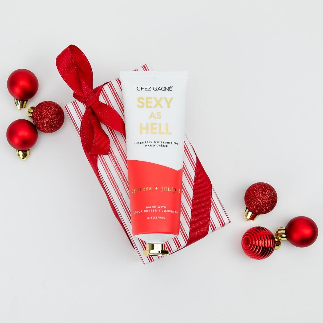 Chez Gagné Intensely Moisturizing Vegan Hand Cream, Jojoba Oil Cocoa Butter,Non-Greasy, Fast-Absorbing, USA - (Cypress + Juniper - Sexy as Hell) - Valentine's Day Gift