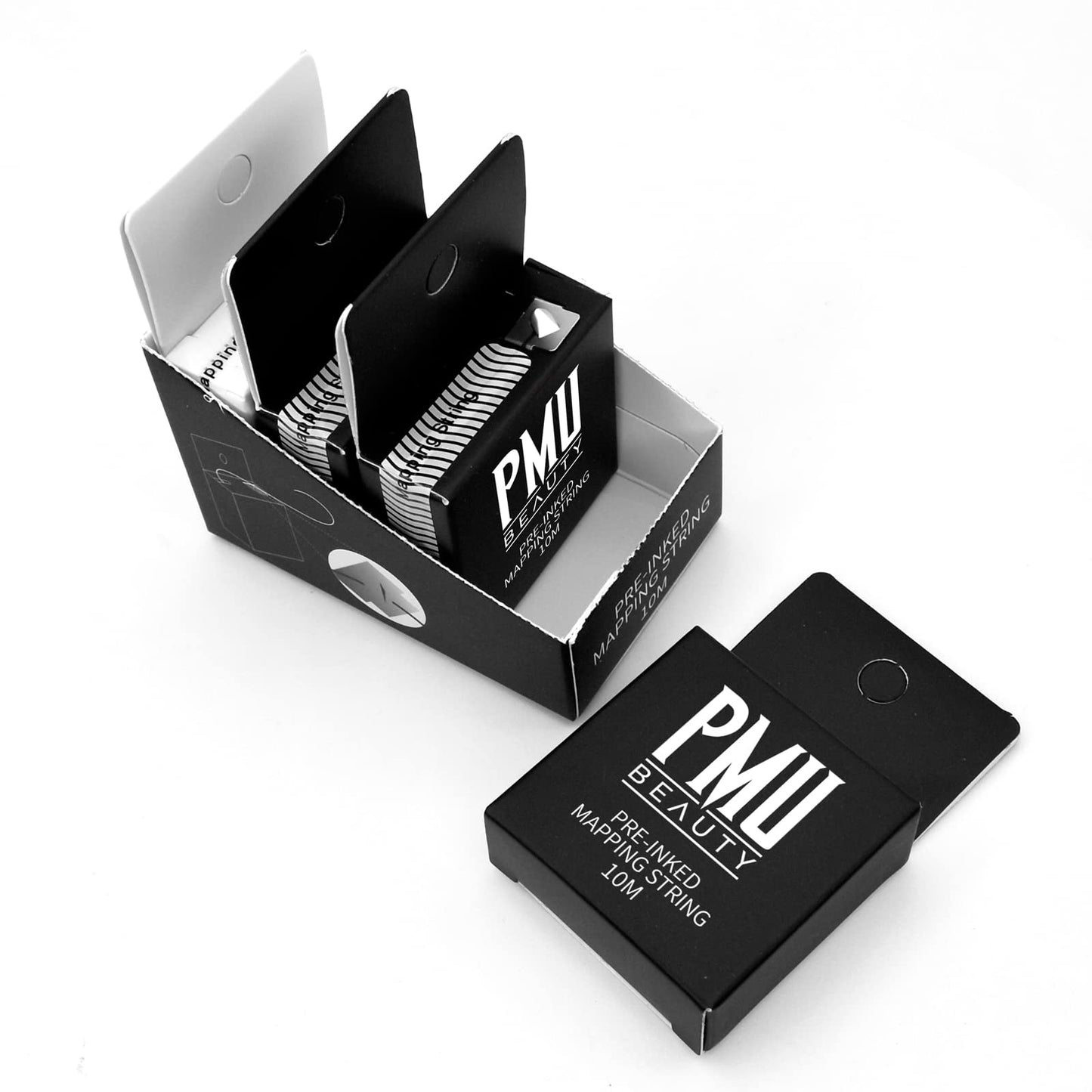 4Pack Brow Mapping String 33ft Pre-inked Black & White Eyebrow Mapping Thread for Permanent Makeup Microblading Supplies Marking Symmetrical Eyebrows