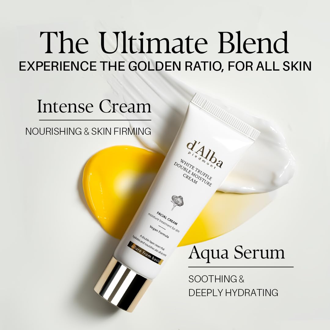 d'alba White Truffle Double Moisture Cream - 2-in-1 Vegan Face Moisturizer for Firming & Tightening | 2.02 oz