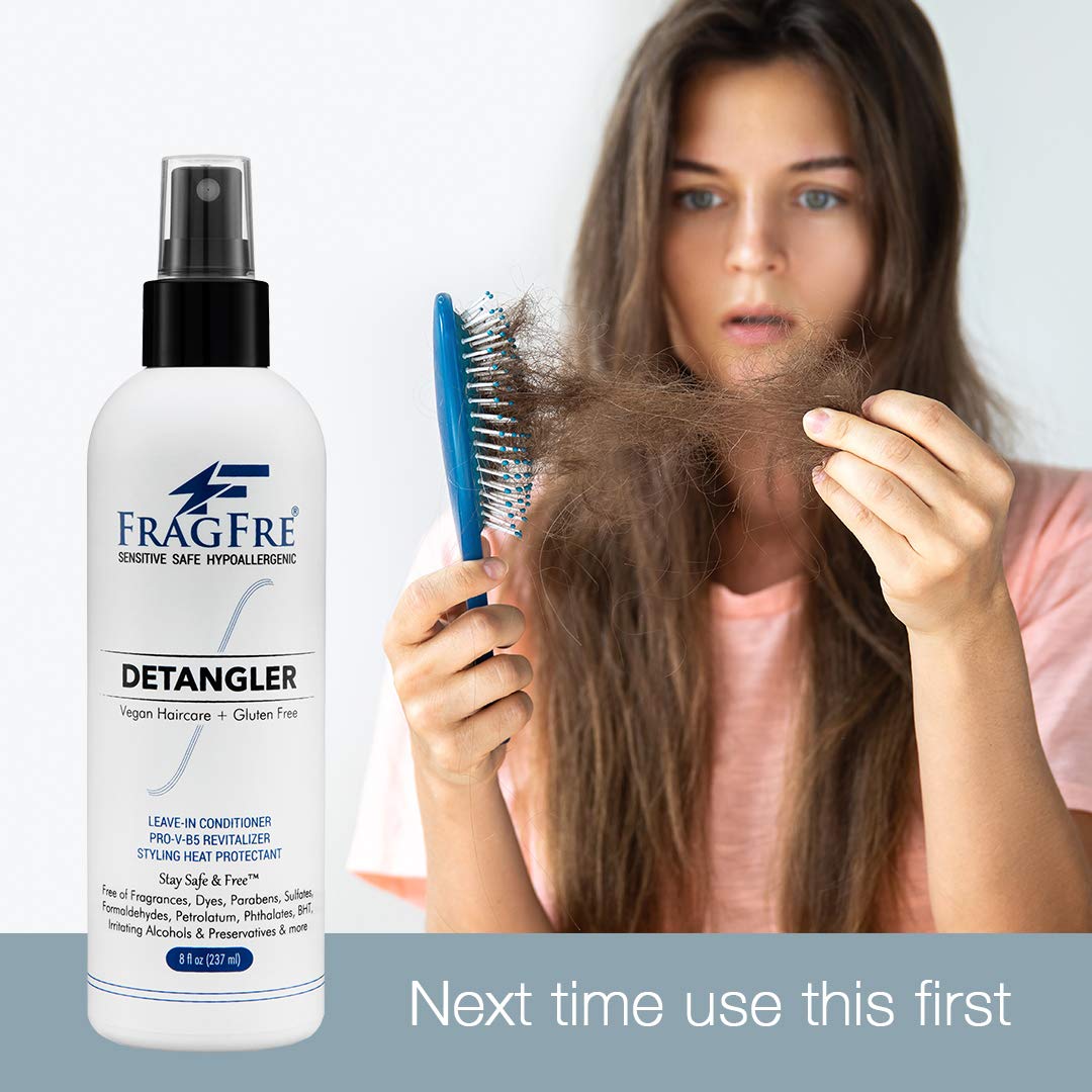 FRAGFRE Detangler 8 oz (2-Pack Gift Set) - Fragrance Free Hypoallergenic Parabens Free - Hair Detangler Leave-in Conditioner for Sensitive Skin - Styling Heat Protectant - Vegan Cruelty/Gluten Free