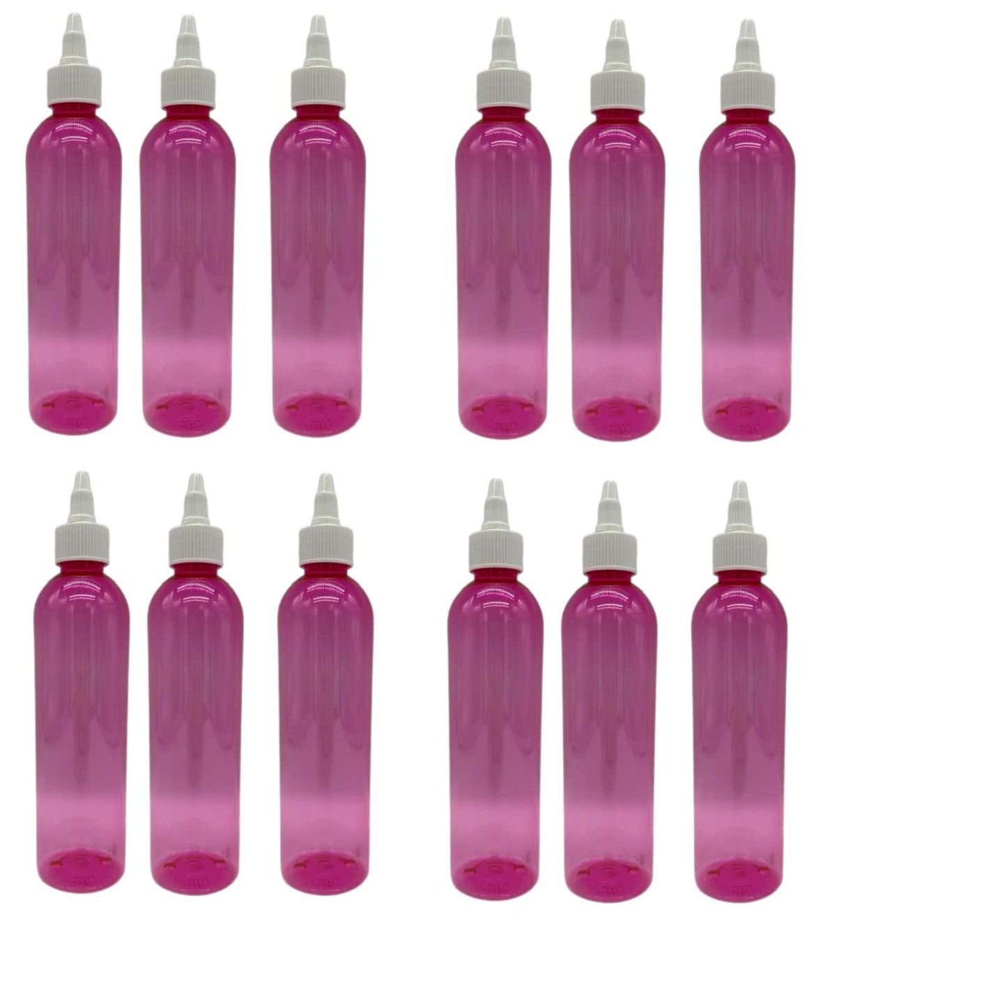 Natural Farms 8 oz Pink Cosmo Plastic Bottles -12 Pack Empty Bottle Refillable - BPA Free - Essential Oils - Aromatherapy | White Twist Top Caps - Made in the USA