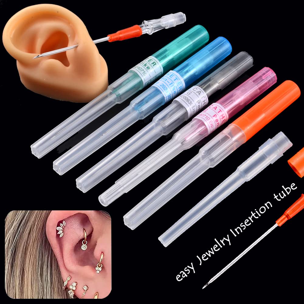 16G Catheter Piercing Kit - 50Pcs Hollow IV Catheter for Ear, Nose, Lip, Tongue & Belly Piercings