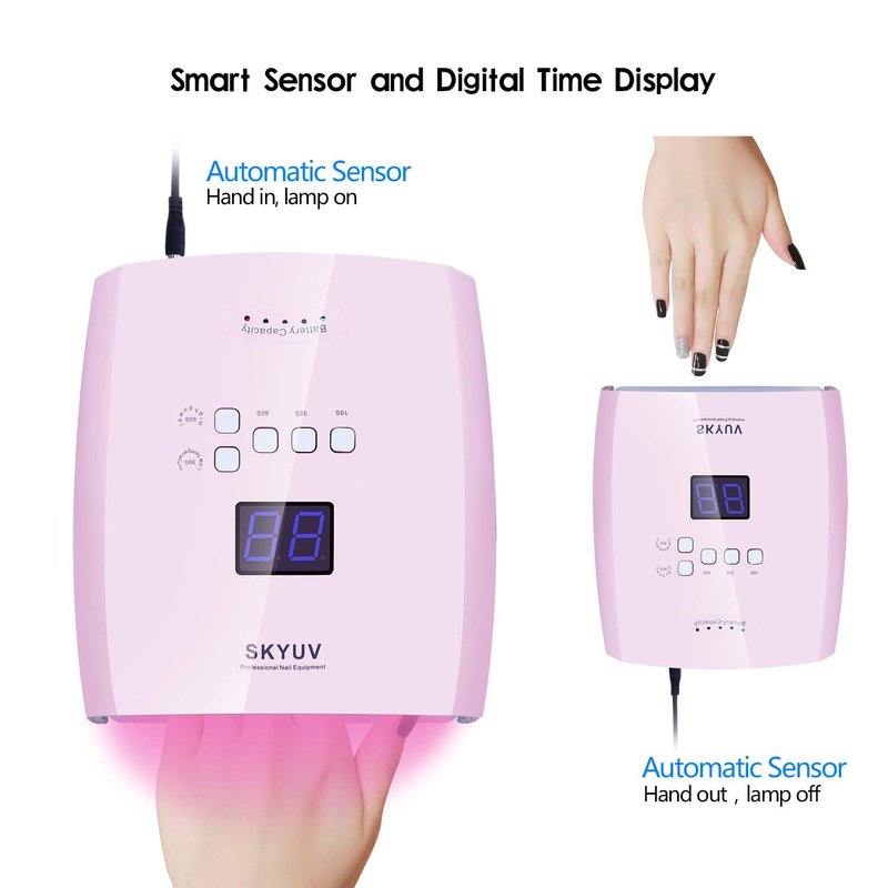 SKYUV 48W LED Nail Dryer - Gel Polish Curing Lamp with 4 Timer Settings & Auto Infrared Sensor