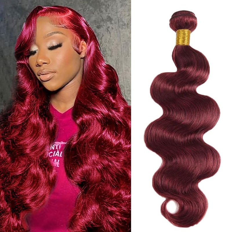 ZGWG 12A 99J Burgundy Body Wave Bundles Human Hair 1 Bundle 18 Inches 100% Human Hair Bundles