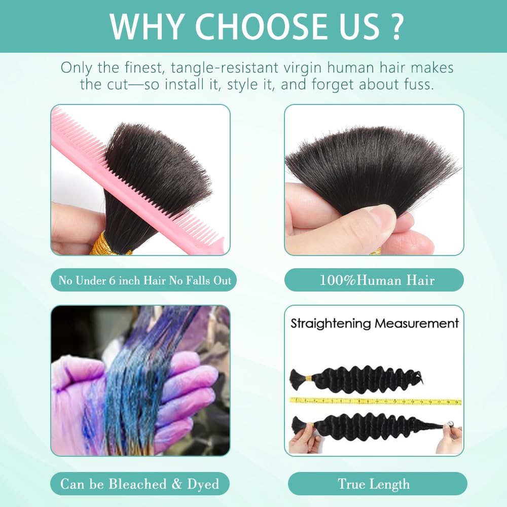 Ombre Human Braiding Hair for Boho Braids Virgin 12A Boho Hair for Braiding Deep Wave 14 Inch 150g Human Hair Braiding Hair Extensions
