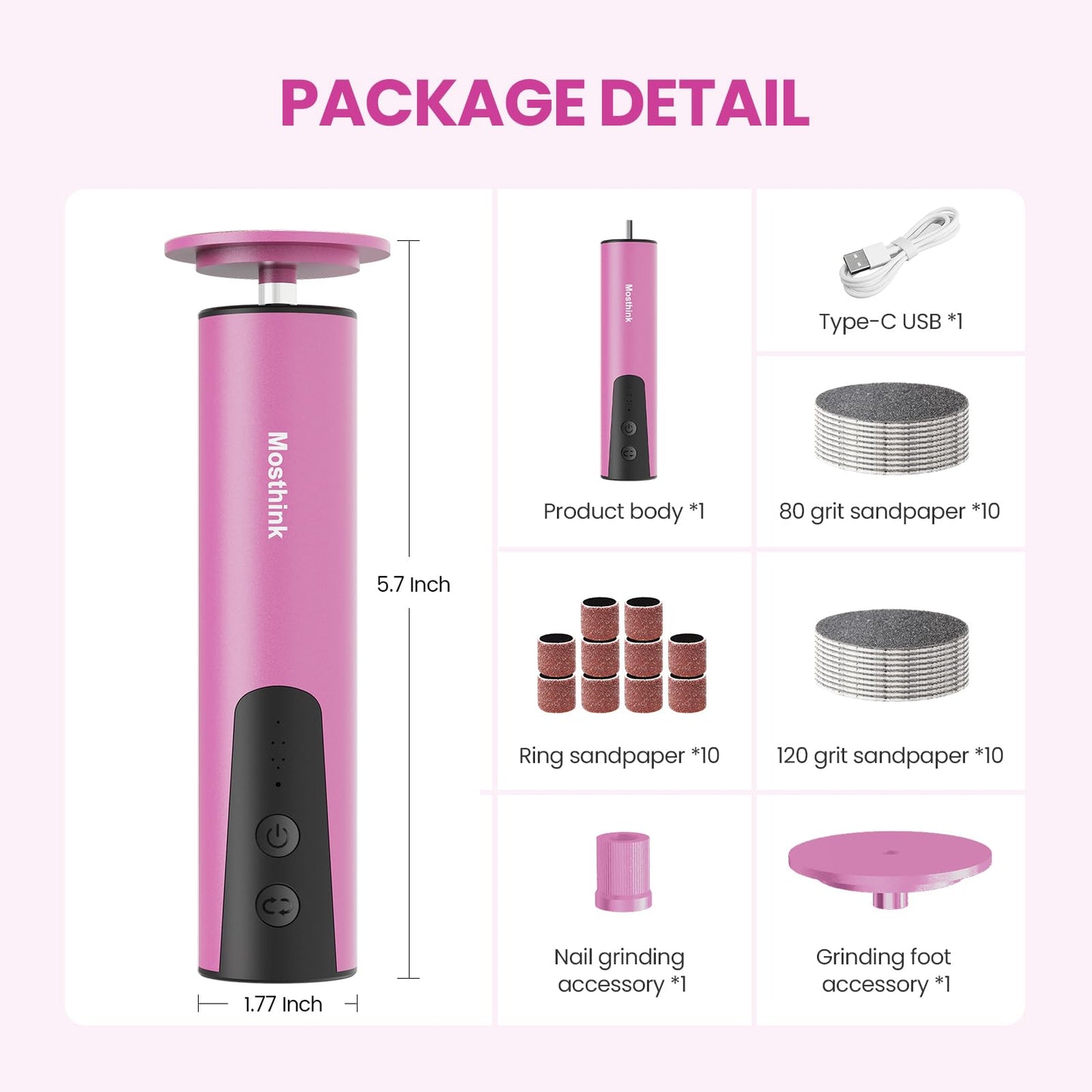 Electric Foot Callus Remover, 2 in 1 | 6 Speed Adjustable Foot File Nail Grinder with Sandpaper Disks, Professional Sander Pedicure Tool for Feet Dead Skin, Self Care Gifts for Women Mom Lover Friends