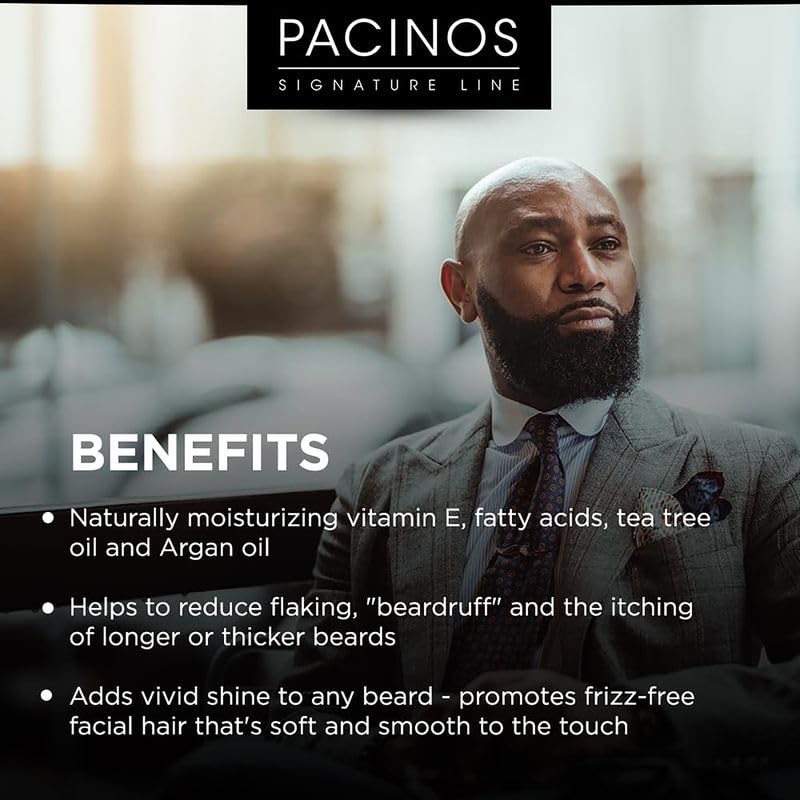 Pacinos Beard Oil - Natural Hair Growth Moisturizing Oil - 2 Oz | Nourishing Formula