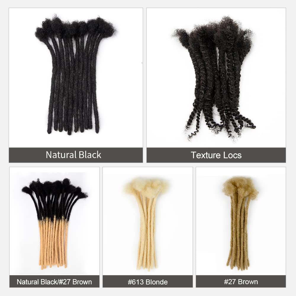 FAMILOCS 12 Inch 10 Strands 100％ Real Dreadlock Extensions Human Hair for Women/Men 0.4cm Width Handmade Loc Extensions Human Hair with Needle and Comb, Can Be Dyed, Curled and Bleached