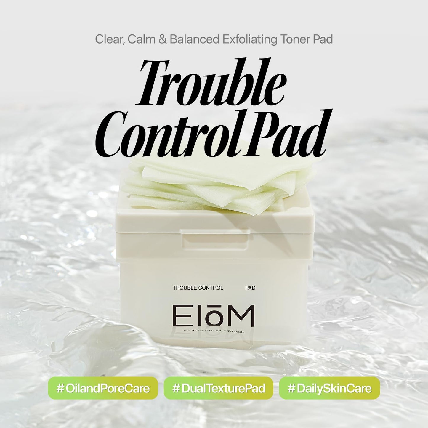 EIOM Salicylic Acid Pads – Korean BHA Toner for Acne & Oily Skin | Daily Acne Care Wipes for Face, Chest & Back, No-Rinse Exfoliating Facial Wipes, Sensitive Skin Safe (70 Count)