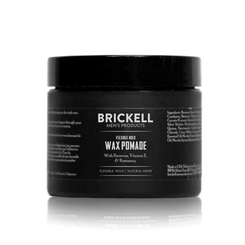 Brickell Men's Flexible Hold Wax Pomade - Natural & Organic Hair Styling Product | 2 Oz, Scented