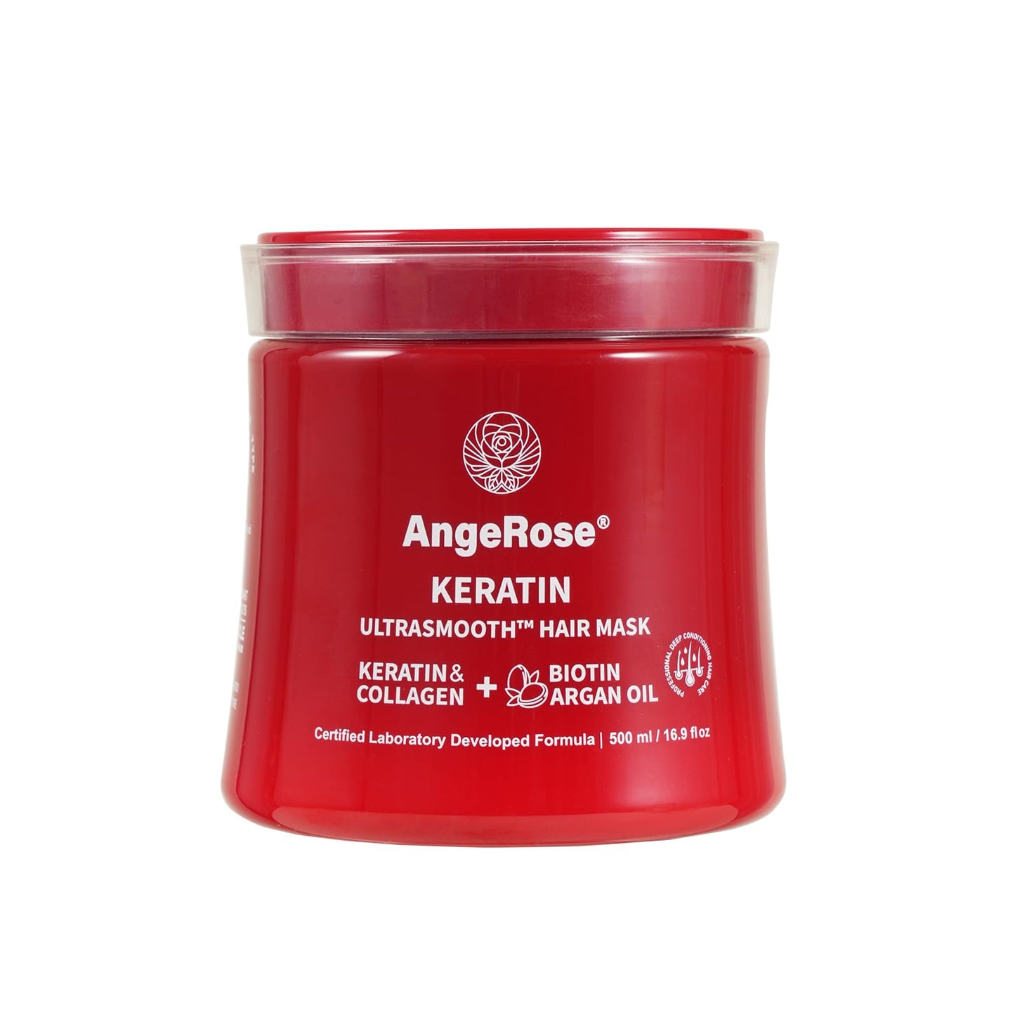 AngeRose Keratin Hair Mask with Collagen & Argan Oil – Deep Conditioner Treatment for Dry Damaged Hair Repair – Hydrating & Strengthening Cream for Color Treated 16.9 Oz (500ml)