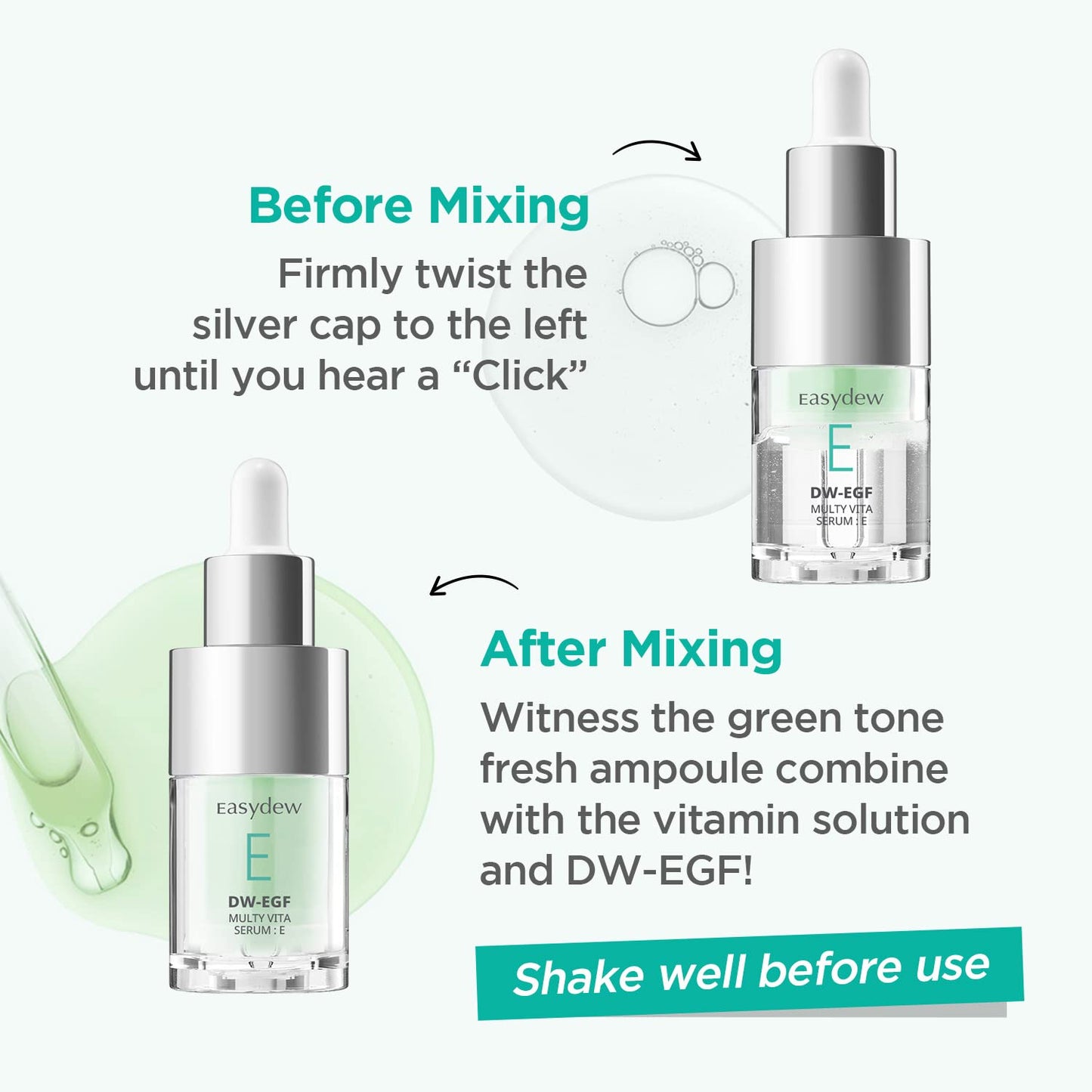 EASYDEW Multi Vita E Serum - Korean Facial Serum for Skin Elasticity with Vitamin E, EGF Peptide, Ceramide NP, Panthenol - Smoothing, Moisturizing, Firming and Wrinkle Improvement, 0.47 fl.oz.