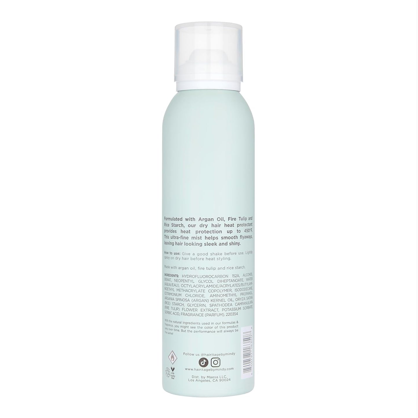 Hairitage Argan Oil Heat Protectant Spray - Hydrating Formula with Rice Protein | Protects Up to 450°F - 5 oz