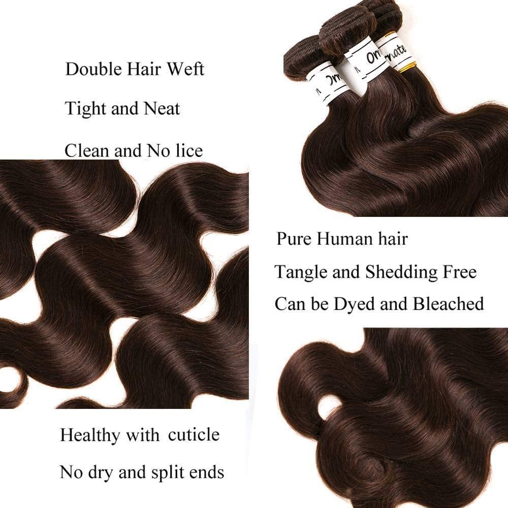 Dark Browm Body Wave Bundles Human Hair Brazilian Hair Extensions Sew In 9A Grade 100% Unprocessed Virgin Remy Human Hair Weave Extensions (body2#, 10 10 10)