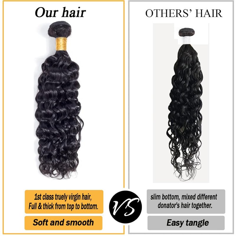 Water Wave Human Hair Bundles Brazilian Remy Water Wave Human Hair Bundles 10A Curly Unprocessed Extension Double Weft Natural Color for Black Women 18inch