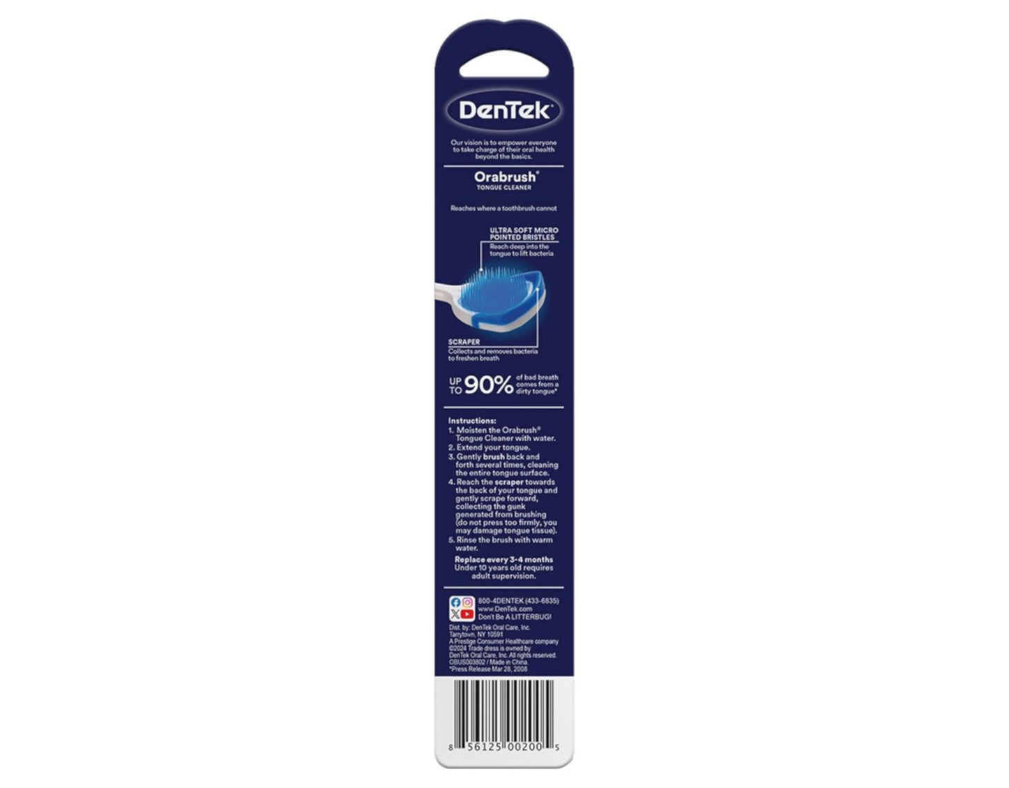Dentek Orabrush Tongue Cleaner (Colors May Vary) Pack of 6